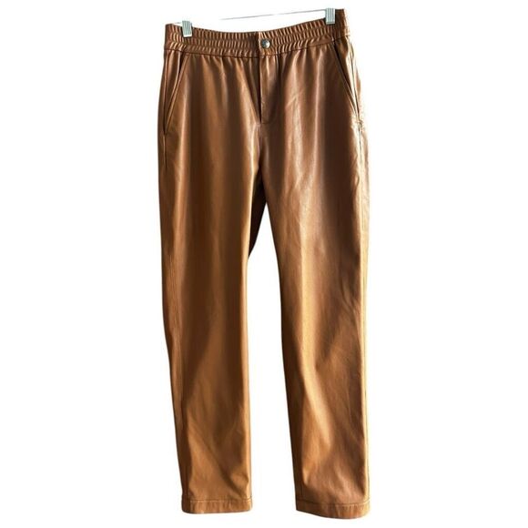 Adriano Goldschmied AG Tan Brown Faux Leather Pants Size S Polyurethane Classic - Picture 1 of 7